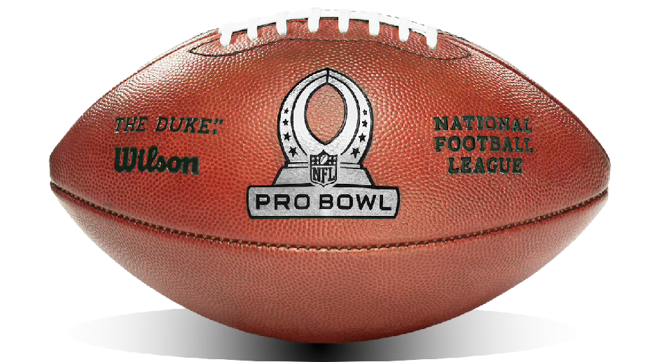 NFL Pro Bowl football with Wilson logo and text, casting a shadow.