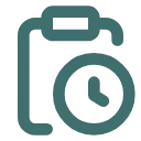 Klemmbrett mit Uhr als Symbol für den Zeitplan im Verkaufsprozess