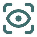 Auge mit Rahmen als Symbol für die genaue Objektprüfung