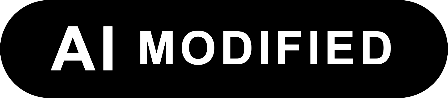 Weiße Schrift auf schwarzem Hintergrund mit dem Text: AI MODIFIED.