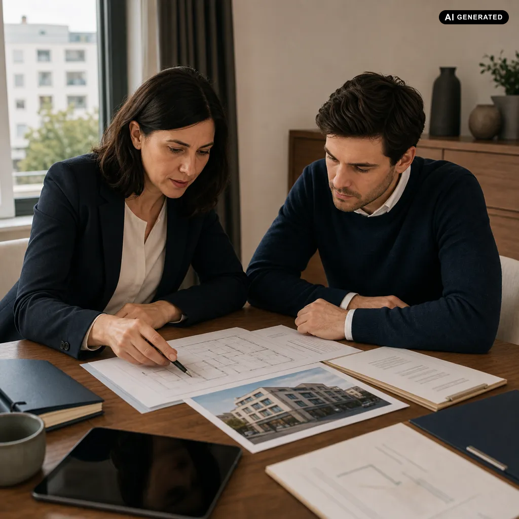 Geschäftspartner bereiten eine Unternehmensentscheidung zur Immobilie vor