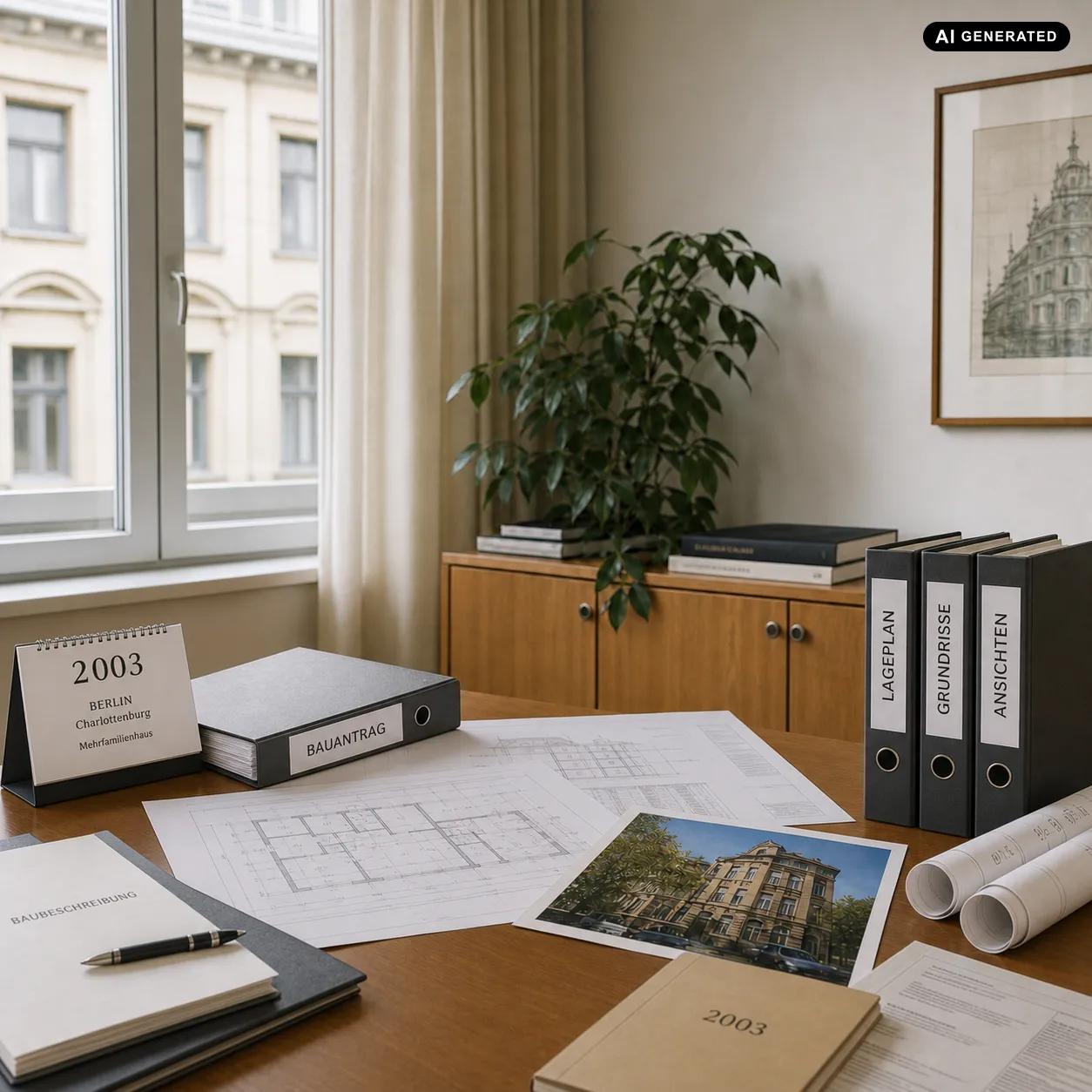 Immobilienunterlagen und Grundrisse aus der Vermittlungsarbeit von Jasken & Partner, 2003.