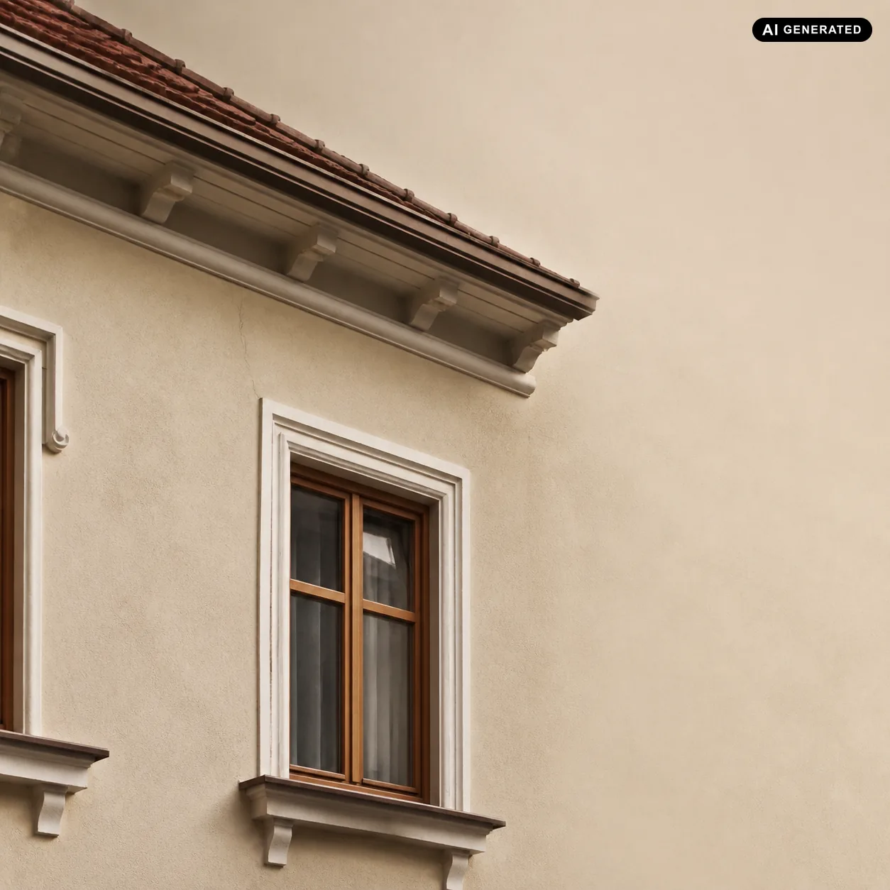 Detailaufnahme von Fassade und Bauteilen eines älteren Wohngebäudes für die Restnutzungsdauer