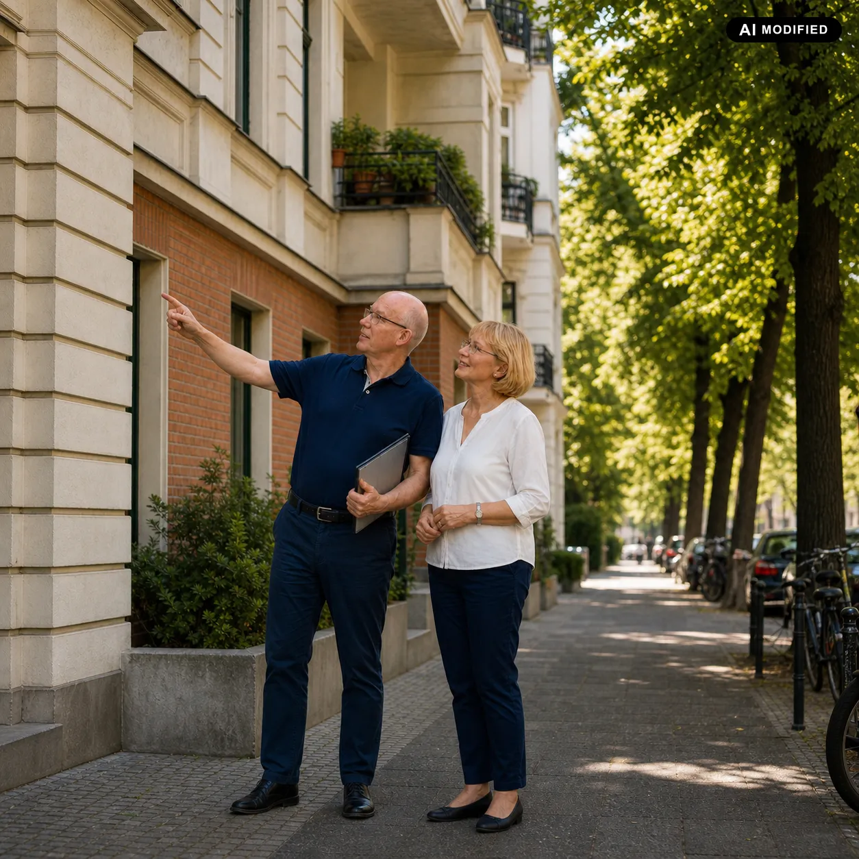 Heinz Jasken und Renate Röblitz begutachten gemeinsam eine Berliner Wohnimmobilie.