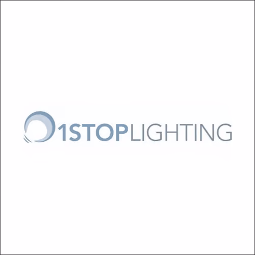 Logo of 1 Stop Lighting featuring a stylized circular design to the left of the text.