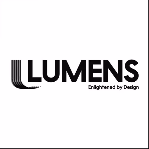 Logo with stylized letter L followed by the word LUMENS in bold capital letters and the tagline Enlightened by Design beneath.