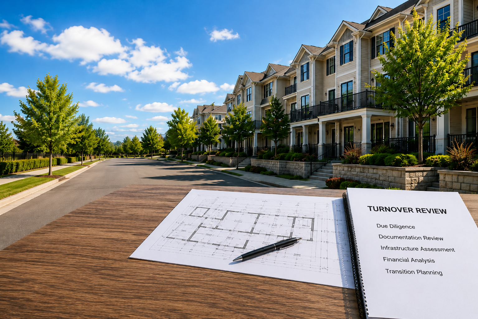 Residential community during HOA developer turnover review