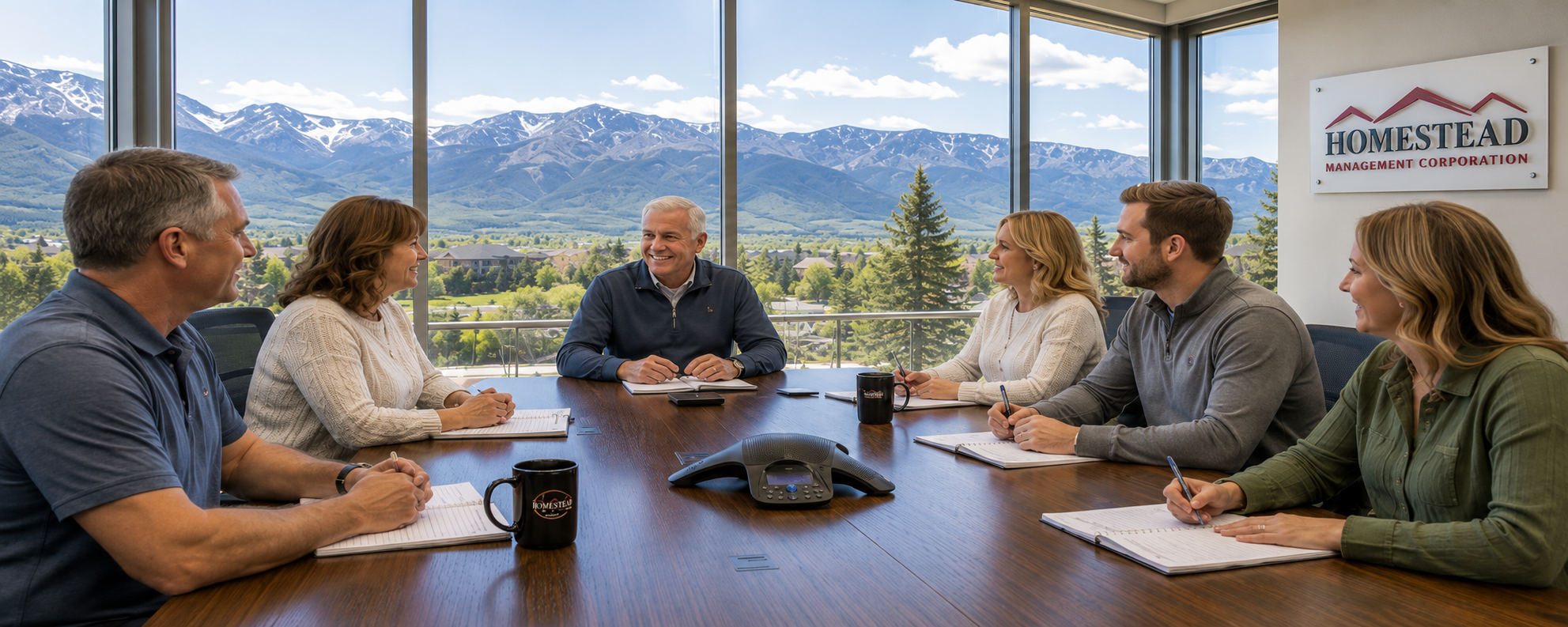HOA board members meeting with Homestead Management in Colorado
