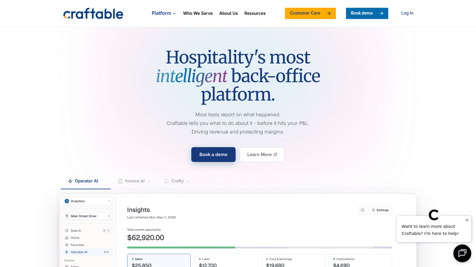 Craftable as one of the best food inventory software