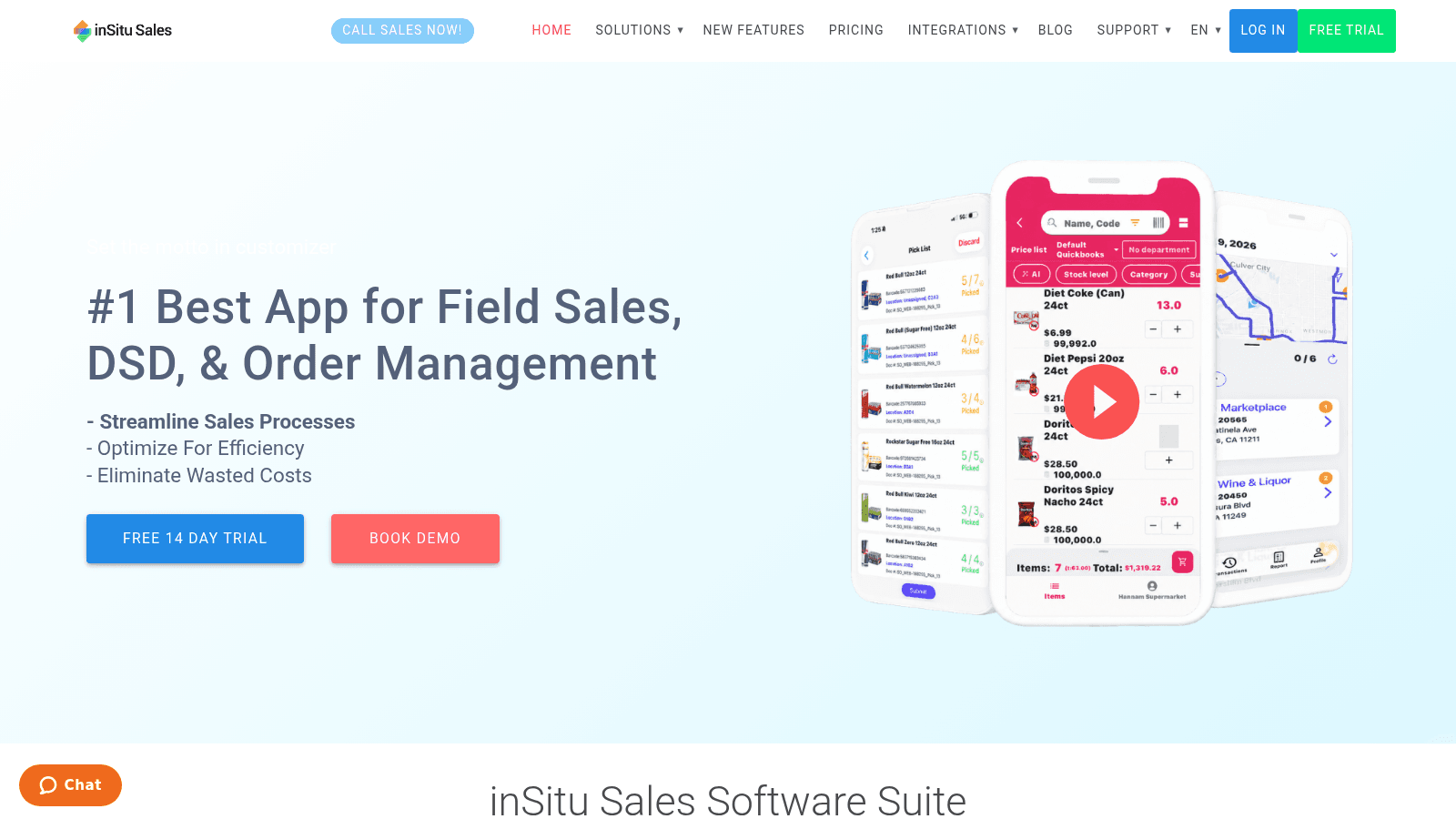 inSitu Sales as one of the best order management software for distributors