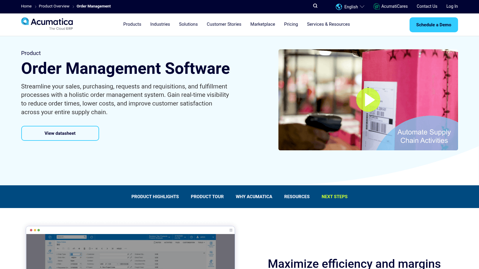 Acumatica as one of the best order management software for distributors