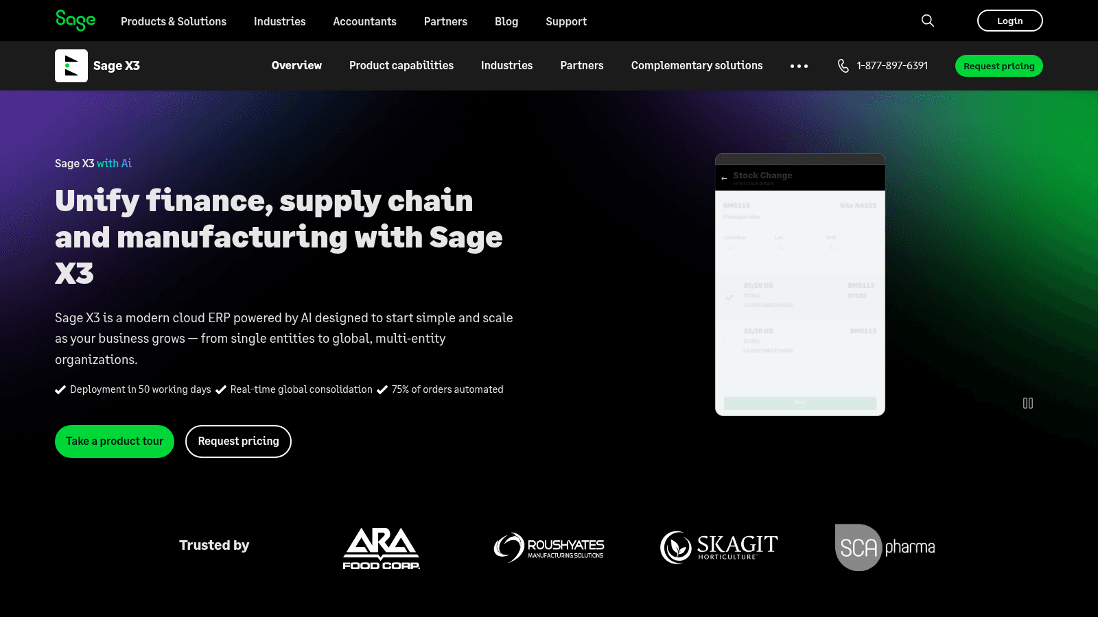 Sage X3 as one of the best food and beverage industry software