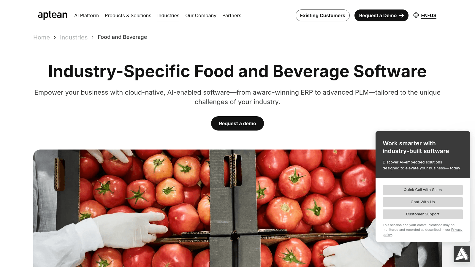 Aptean as one of the best food and beverage industry software