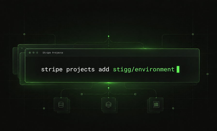Terminal running stripe projects add stigg/environment