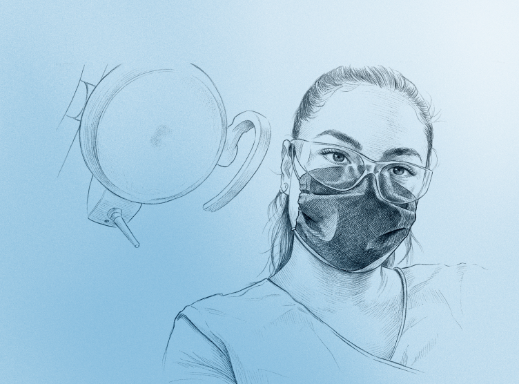 Illustration of a dentist at work