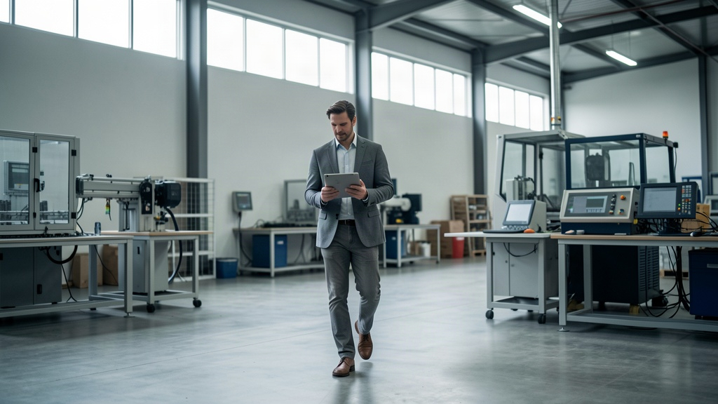 Risk consultant assessing operations on a facility floor