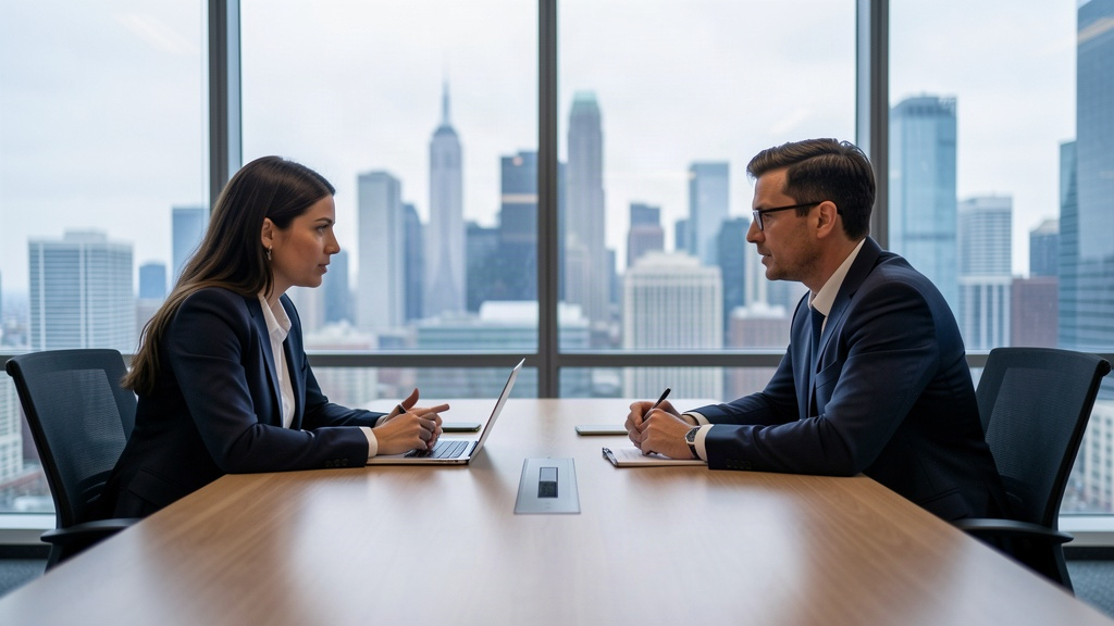 Advisors discussing insurance strategy in a conference room