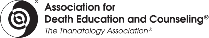 Association for Death Education and Counseling logo with yin-yang symbol and tagline