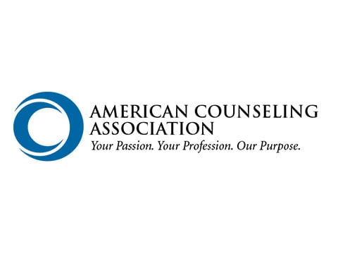 American Counseling Association logo with blue circle symbol and tagline