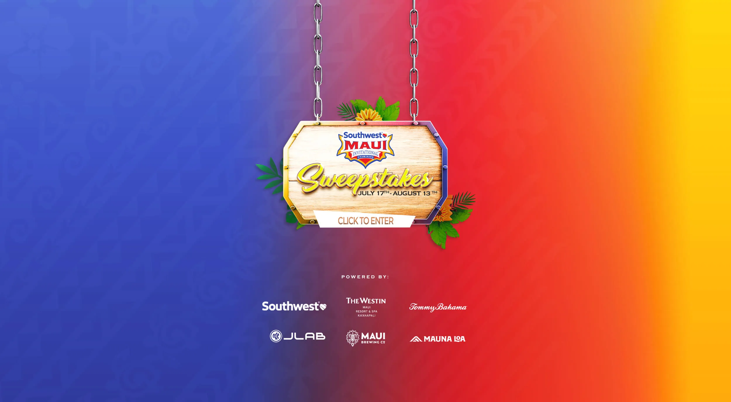 colorful maui sweepstakes graphic with sponsor logos