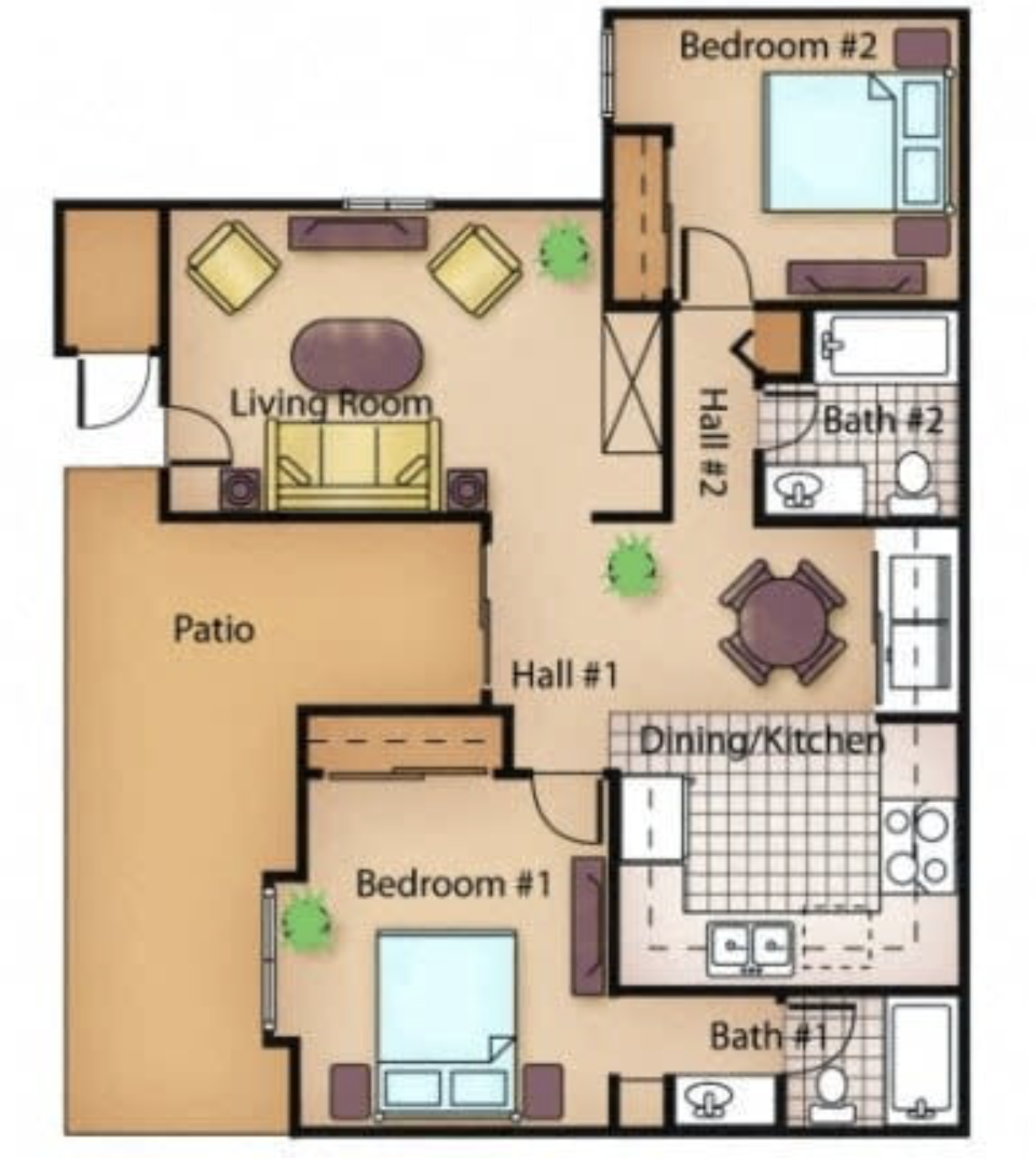 2x2 floor plan