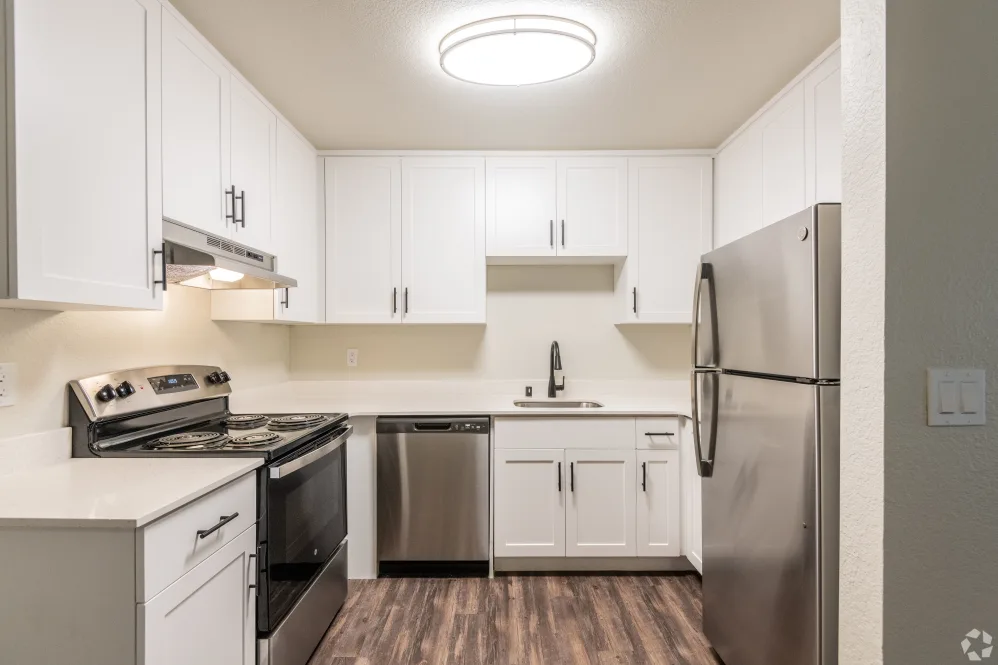 Kitchen with white cabinets