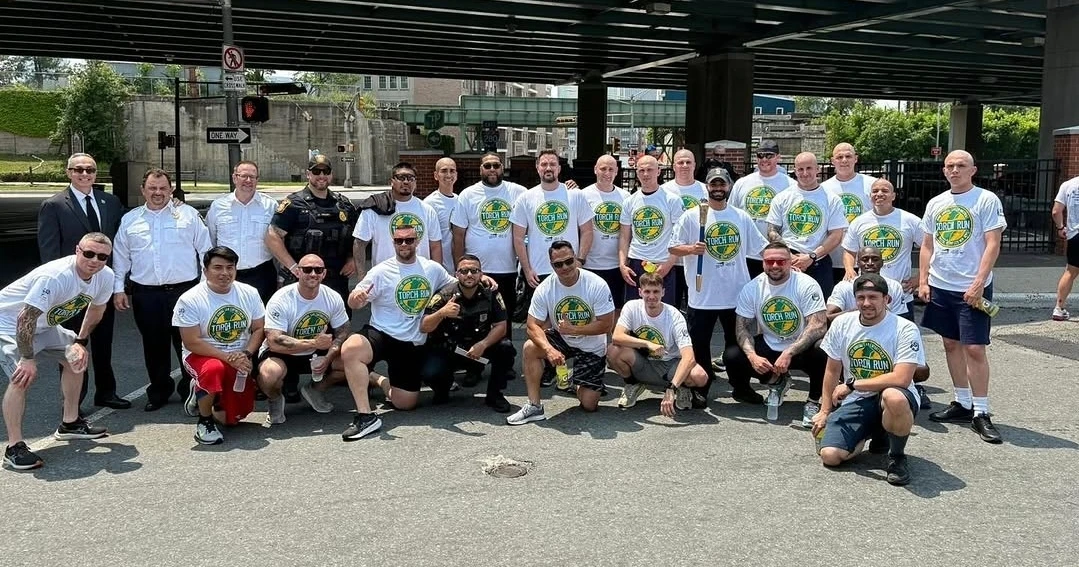 Harrison PBA Local 22 officers at the Special Olympics Torch Run