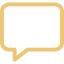 Black speech bubble icon with three small dots inside, outlined in gold.