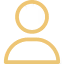 Simple yellow outlined icon of a person inside a square frame with rounded corners.
