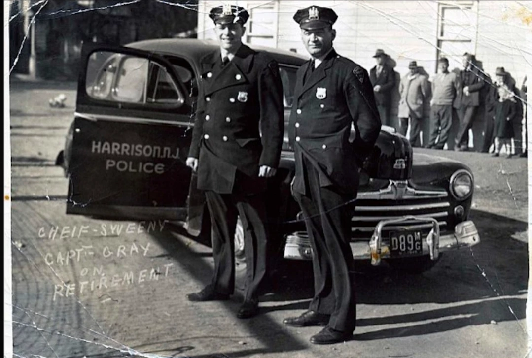 Chief Sweeney and Captain Gray of the Harrison Police Department, 1950s.
