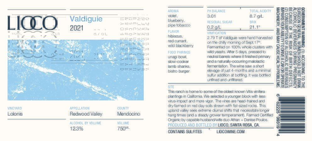 2021 Valdiguié – Lolonis Vineyard, Redwood Valley