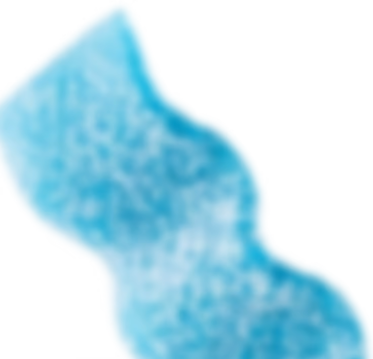 Close-up of a translucent blue gummy candy with a textured surface.