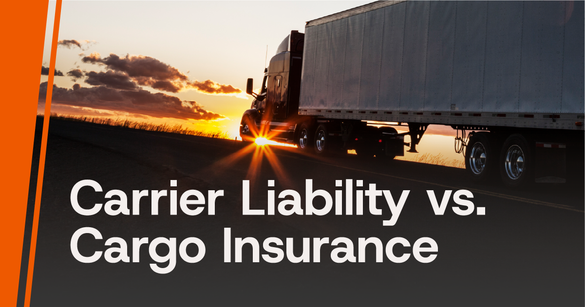 Comparison graphic explaining the difference between carrier liability and optional cargo insurance for trade show freight shipments.