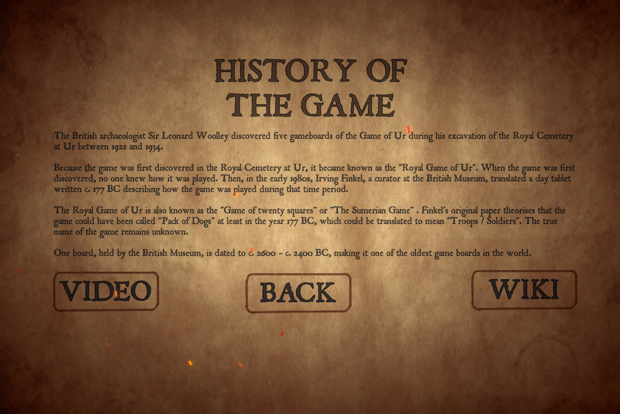 History of the game