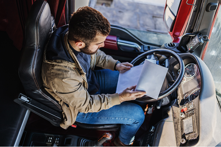Illustration representing truckers and trucking companies tracking fuel and IFTA costs
