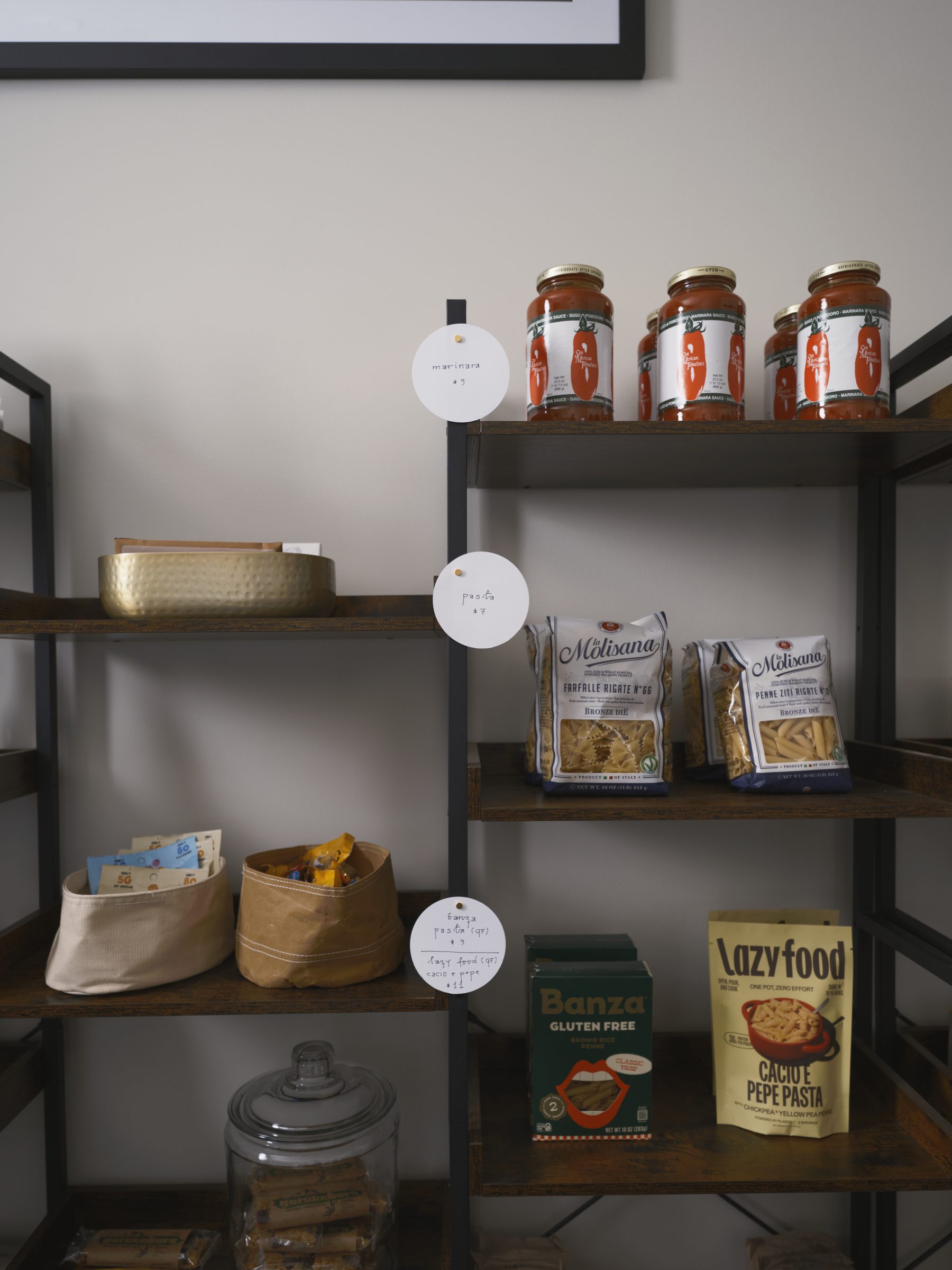 Cabin supper provisions on Market shelves