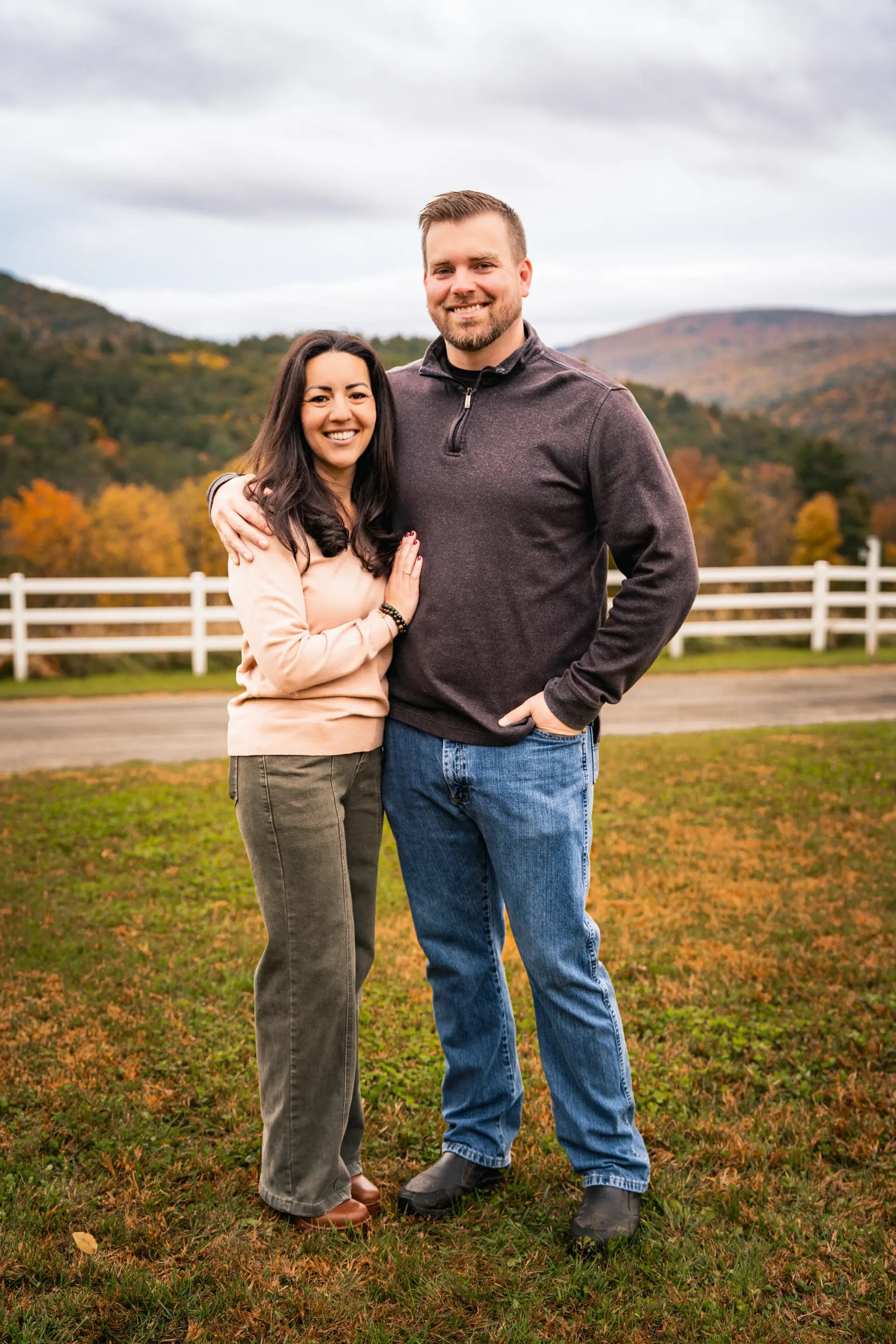 Hinata Retreat founders Jen and Jeff overlooking the Berkshire hills
