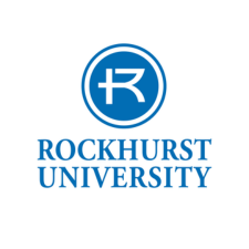 Rockhurst University logo featuring a stylized R in a blue circle above the university name.