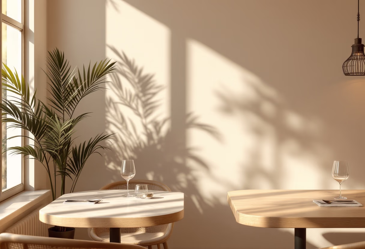 [background image] image of dining ambiance (for a modern restaurant)