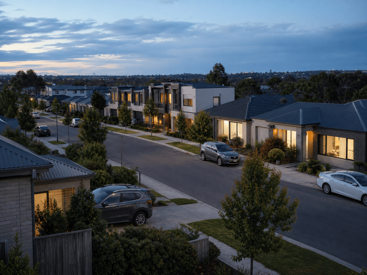 Occupied modest homes and units on a quiet St Albans Park street at early evening, hinting at workable rental income and steady tenant demand.