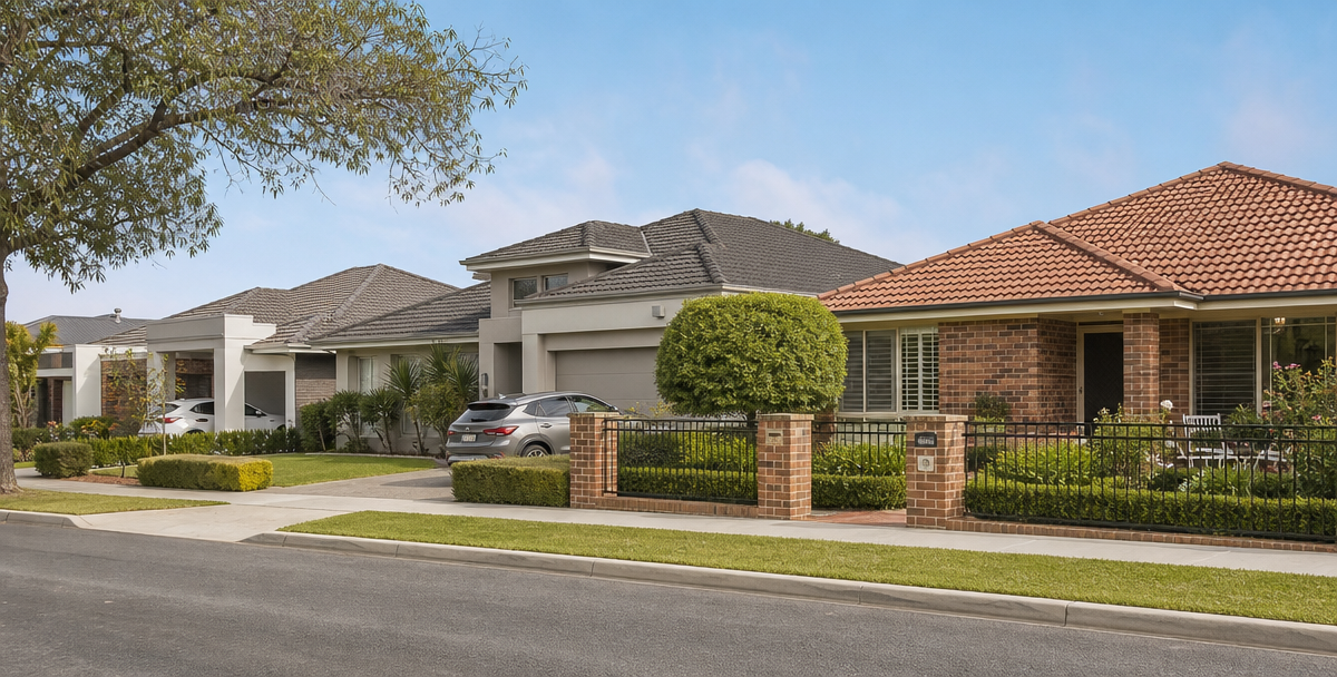 A quiet street of well-kept, owner-occupied Australian homes, reflecting the market stability that owner-occupier demand provides.