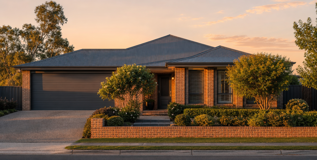 A well-kept Australian home glowing in late-aernoon light, reflecting the steady, long- term reward of a well-assessed property decision.