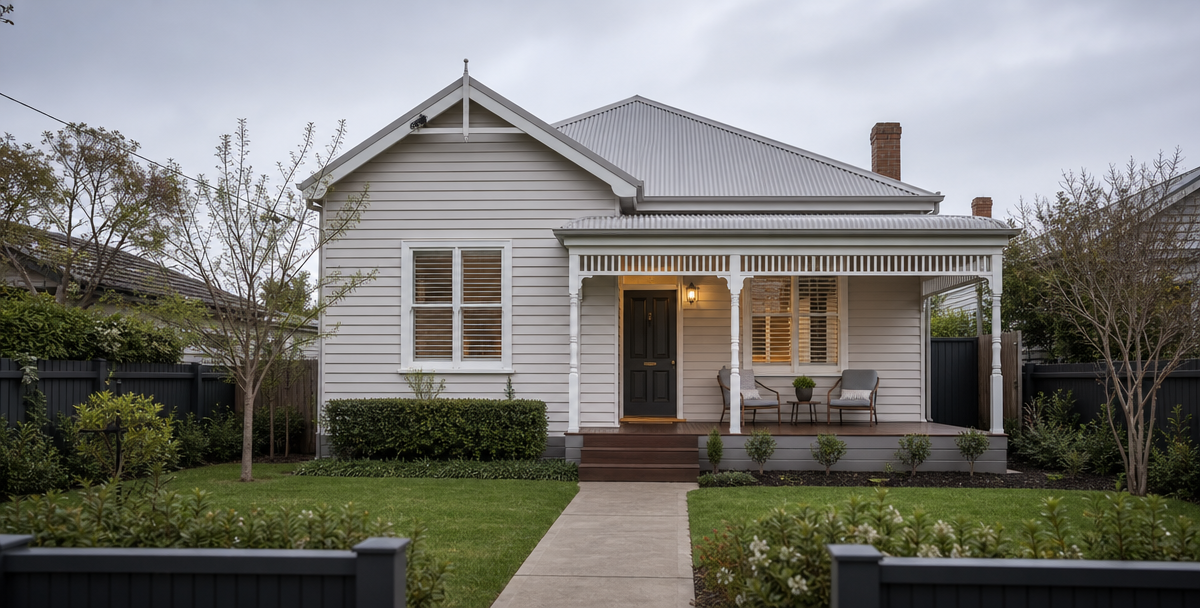 A calm, well-kept Australian weatherboard cottage with a covered veranda, reflecting the settled result of choosing a property against a clear standard.