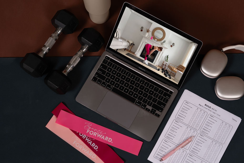 Woman working out at home