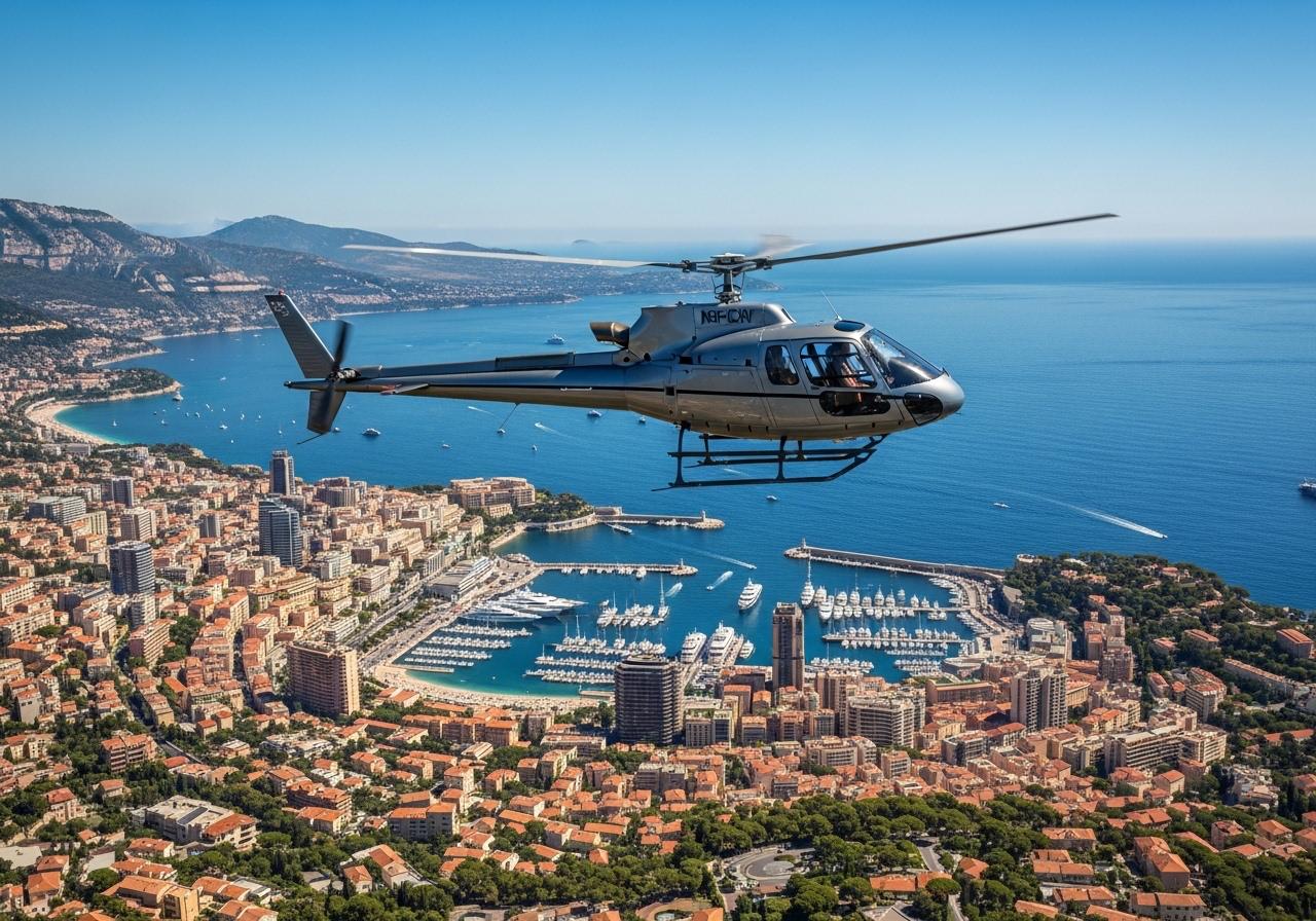 Private helicopter transfers over the Côte d'Azur arranged by the Azur Home Collection concierge team
