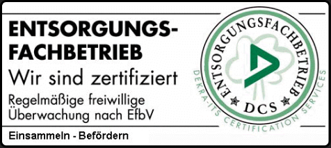 Zertifizierter Entsorgungsfachbetrieb