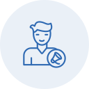 Icon of a person with a speech bubble crossed out, symbolizing muted or silenced communication.