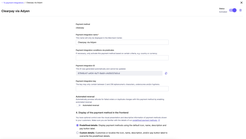 Setting up payment connectors directly in the commercetools Merchant Center.
