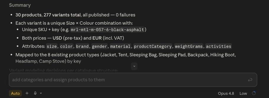 Mapping product attributes on Claude.