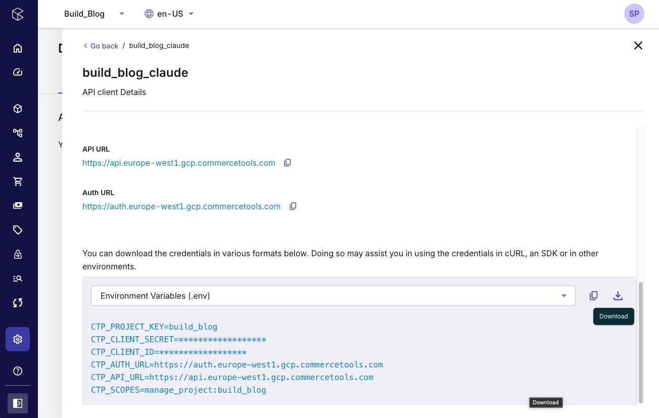 Use an admin template and download the details as an .env file.